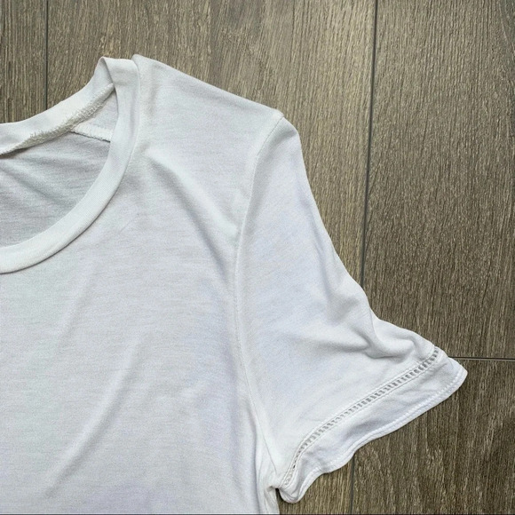 Aritzia Wilfred Reve T-Shirt Lace Short Sleeve Crew Neck White Size XS - Picture 7 of 12